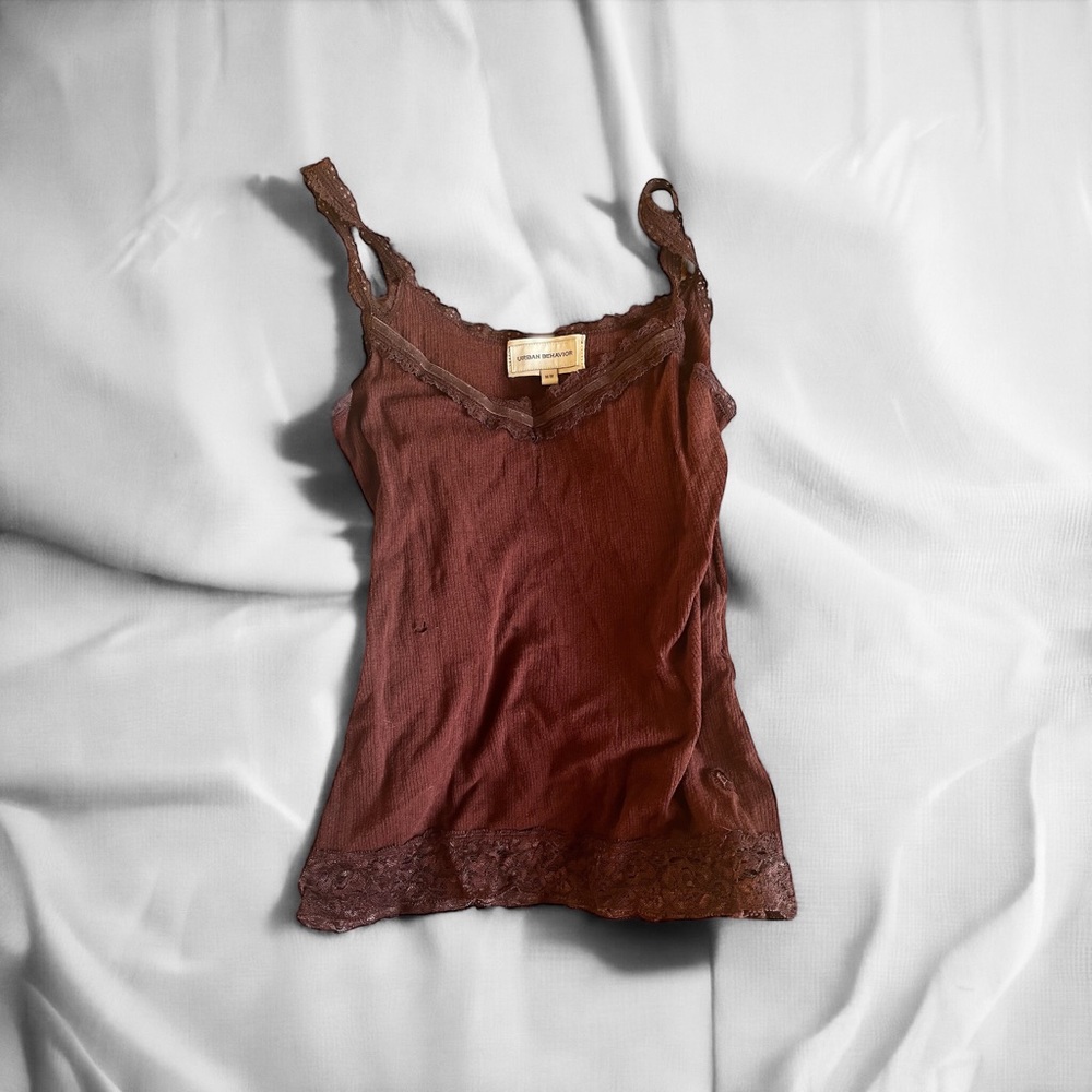 y2k brown lace tank top